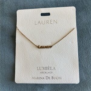 “Lauren” Gold Script Name Necklace by Marina De Buchi